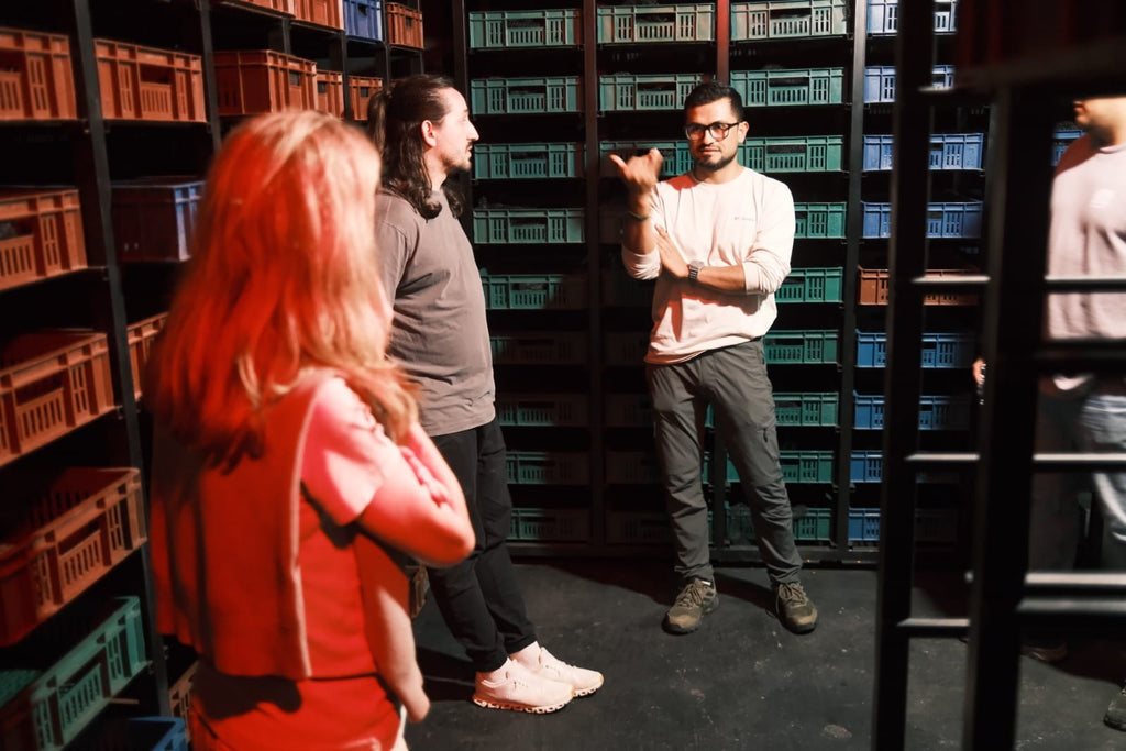 ilse, Oscar and Nick Spanoudakis in the dark dry room